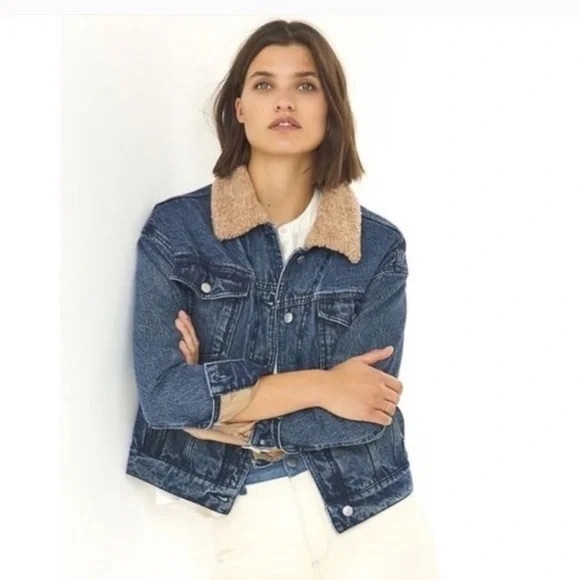 Anthropologie Pilcro Sherpa Trucker Jacket - Picture 1 of 4